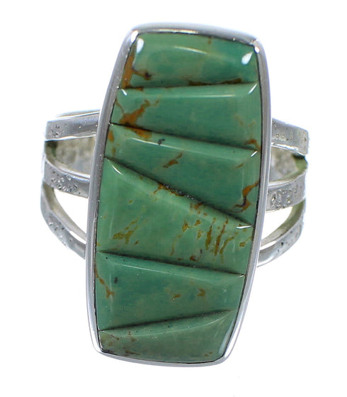 Southwest Turquoise Inlay And Sterling Silver Jewelry Ring Size 5-1/4 VX57356